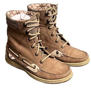 Sperry Top-Sider Leather Hiker Fish Light Greige Preowned boot size 6